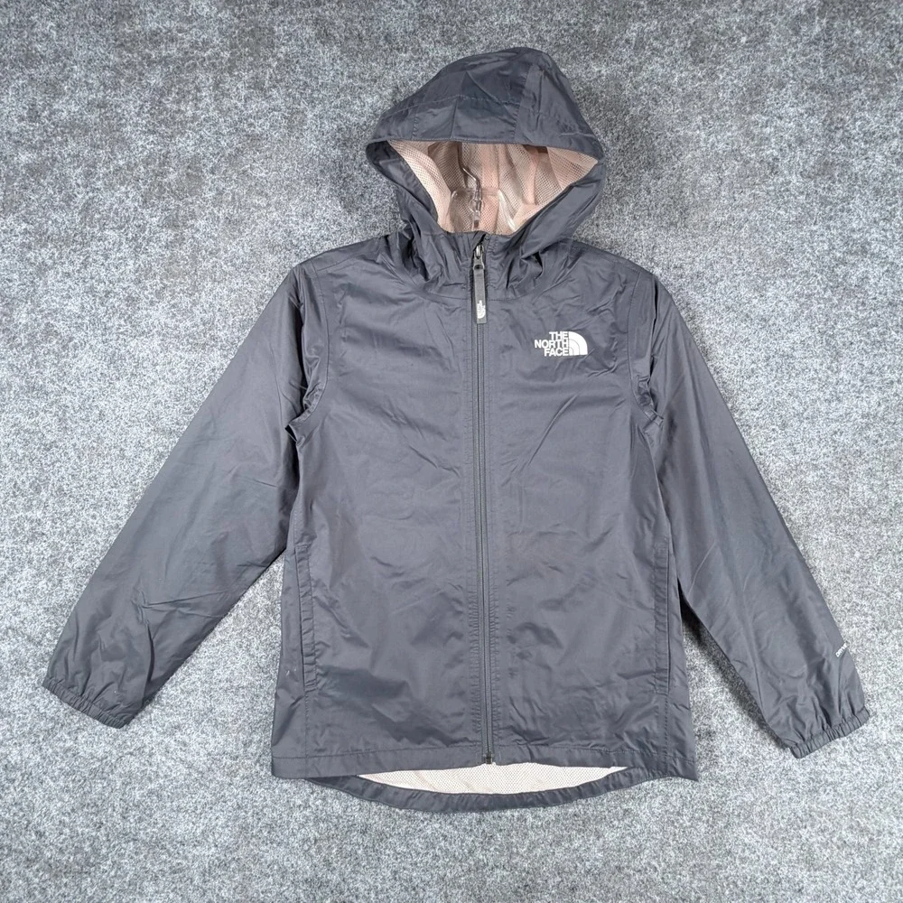 The North Face Dryvent Jacket Girls Medium 10-12 Gray Mesh Lined Hooded Full Zip